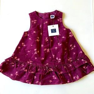 Janie and Jack NWT 0-3 months, Plum Corduroy Floral Jumper Dress
